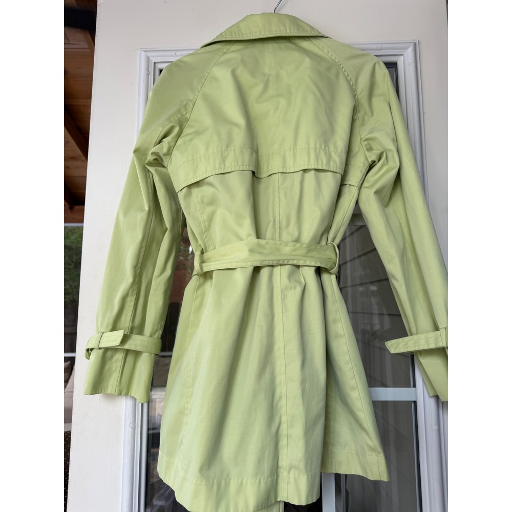 London Fog XS classic double-breasted  trench coat chartreuse lime rain coat - Picture 3 of 4